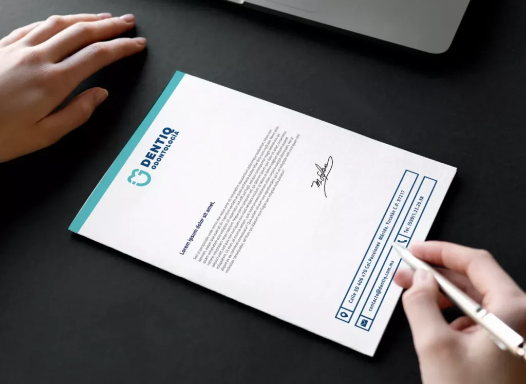 DENTIQ Branding sample letterhead sheet